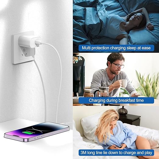 iPhone Fast Charger,Type C Wall Charger Block Plug and 10ft USB C to Lightning Charging Cable Cord Long,Power Adapter Cube Brick Box for Apple iPhone 14 Pro Max/14 Plus/14/13/12 Mini/11/XS Max/XR/iPad