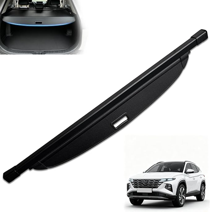 MIALUTY® Cargo Cover for 2022-2026 Hyundai Tucson Retractable Trunk Cover Tucson Accessories Anti-Peeping Anti-Theft Privacy Screen,Trunk Luggage Shield Shade Carbon Fiber Texture