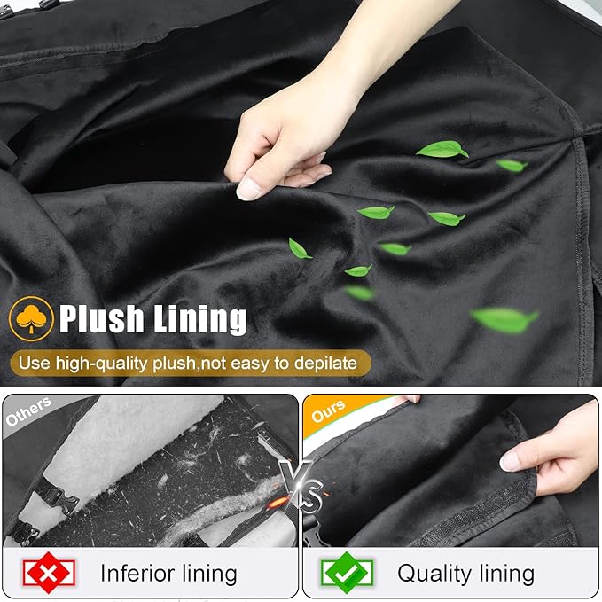 Soft Top Window Organizer Storage Bag Protection Compatible With For Ford Bronco 2021 2022 2023 2024 2025 4 Door Plush Multi-Layer Soft-Top Window Protector Bag（Black）