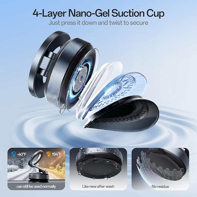 Car Phone Holder, iPhone 17 Pro Max Car Mount [All Metal] Premium Aluminum Car iPhone Holder [80 LBS Suction & 3600gf Magnetic] 360° Adjustable Car Phone Holders for iPhone 17-12