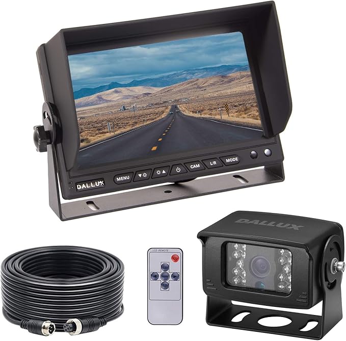 Heavy Duty Vehicle Truck Bus Backup Camera Kit,4 PIN Cab Cam with 7inch LCD Monitor Waterproof Night Vision Rear View Camera+66ft Extension Cable for Bus Truck Van Trailer RV Campers(12V 24V)