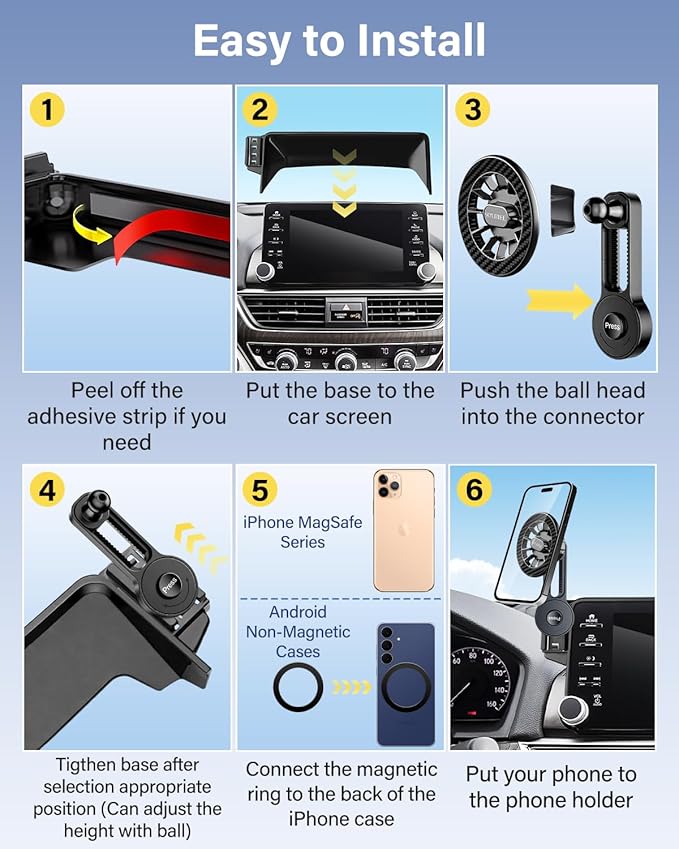 Magnets Phone Mount for 2022-2025 Chevrolet Chevy Silverado1500/GMC Sierra 1500 2500HD 3500HD Accessories 13.4-Inch Screen, Cell Phone Base Automobile Cradles Magnetic Phone Holder for MagSafe
