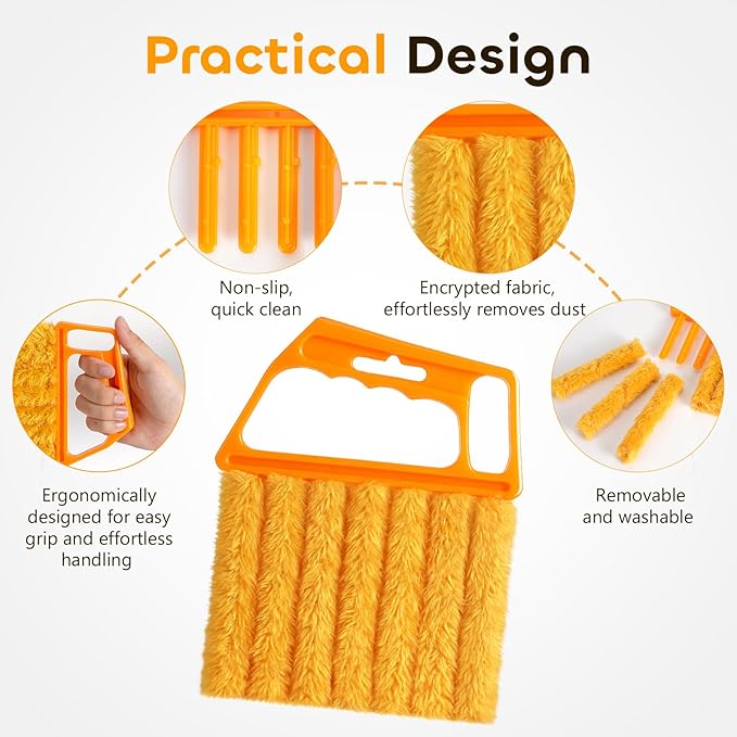 4 Pcs Blind Cleaner Duster Tool,Blind Dusters for Cleaning,7 Finger Dusting Cleaner Tool for Window & Air Conditioner,Window Blinds Cleaner Microfiber Washable