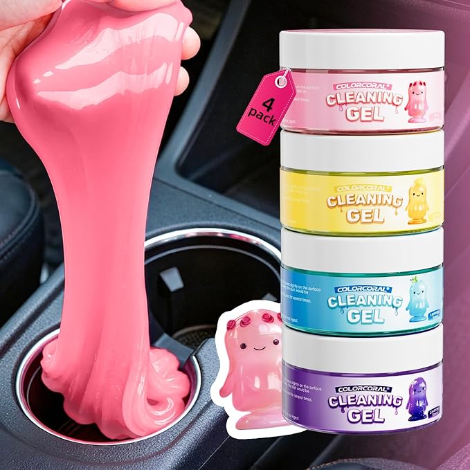 Car Cleaning Gel Reusable 5pack - Dust Cleaning Putty Keyboard Slime for Car Interior Air Vent Cleaner Gel, Auto Cleanings Gadgets Accessories,Christmas stocking stuffers for Men Women,560gg