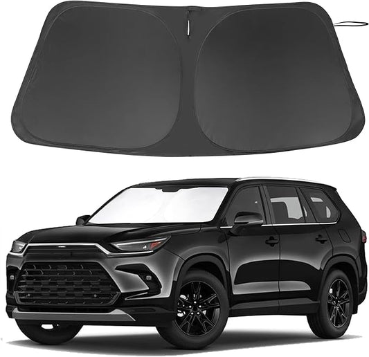 Windshield Sun Shade Custom Fit for 2024 2025 2026 Toyota Grand Highlander Accessories Foldable Sunshade Sun Blocker Protect Car from Sun Rays & Heat Damage Keep Car Cooler