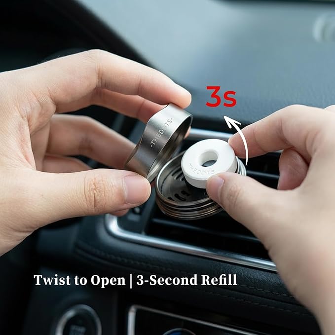 THEDOTS Gold Car Air Freshener Vent Clip, Cute Matte Metal Car Decor Gift for Women, Cashmere Wood Chestnut Scent