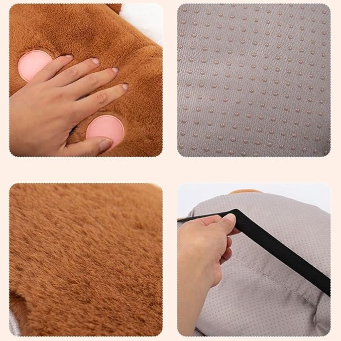 Cute Car Seat Cushion, Cartoon Plush Car Pillow for Driving Seat, Lumbar Support Pillow for Car with Anti-Slip Design, All-Season Car Headrest and Back Pillow for Cars, Chair, Wheelchair (Frog)