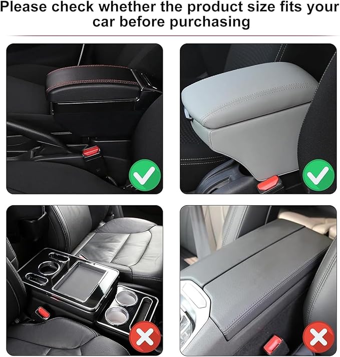 Car Armrest Storage Box for Infiniti QX60 2013–2025 2020 2021 2022 2023 2024, Sport-Style Center Console Organizer with Side Pocket, PU Leather Armrest Cushion, Elbow Support Pad,D Beige