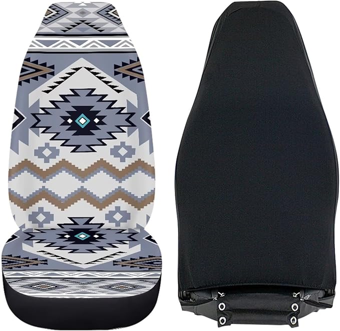 ELEQIN Car Seat Covers Universal High Back Fashion Cushion Protector for Car Truck Suvs,Sedans,Vehicles,Airbag Compatible Front Car Seat Covers 2 Pack Purple Aztec Tribal