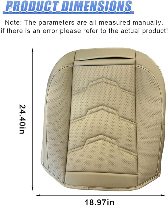 Luxury Faux Leather Car Seat Cover - Anti-Slip Waterproof Drive Seat Cushion Car Front Bottom Seat Cover with Storage Pocket - Universal Full Wrap Seats Protector for Cars SUV Trucks(Beige)