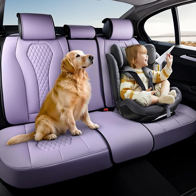 Coverado Purple Car Seat Covers, Back Car Seat Cover, Leather Seat Cover, 3-Pieces Car Seat Cushion, Luxury Seat Cover Seat Protector Universal Fit Most Cars Trucks SUV