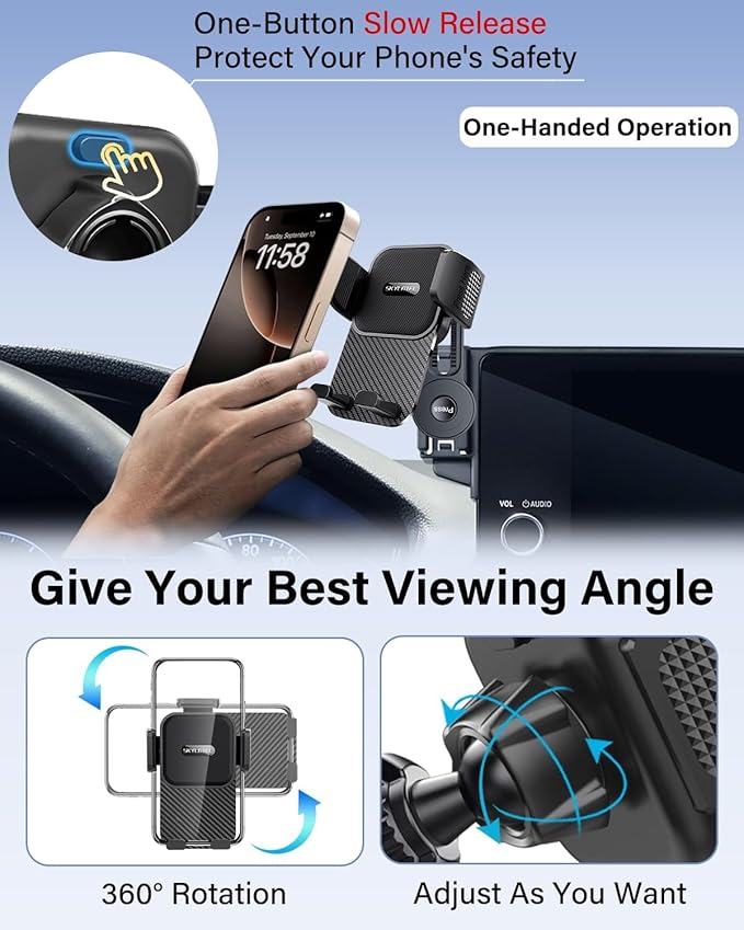 SKYLOTEC Car Phone Holder for VW/Volkswagen Atlas/Altas Cross Sport 2024 2025 Accessories 12-Inch Screen Fixed Clip, Automobile Cradles Phone Mount, Cell Phone Base Not Block Air Vent
