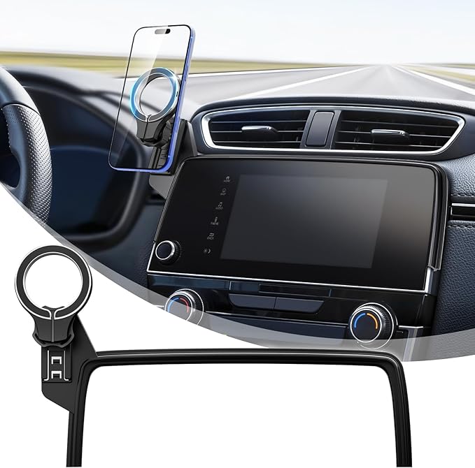 Car Phone Holder for Honda CRV 2017 2018 2019 2020 2021 2022: Magnetic Screen Cell Phone Mount for CR-V 5/7 Inch Touchscreen Accessories - 360° Rotation Compatible with MagSafe for iPhone Samsung