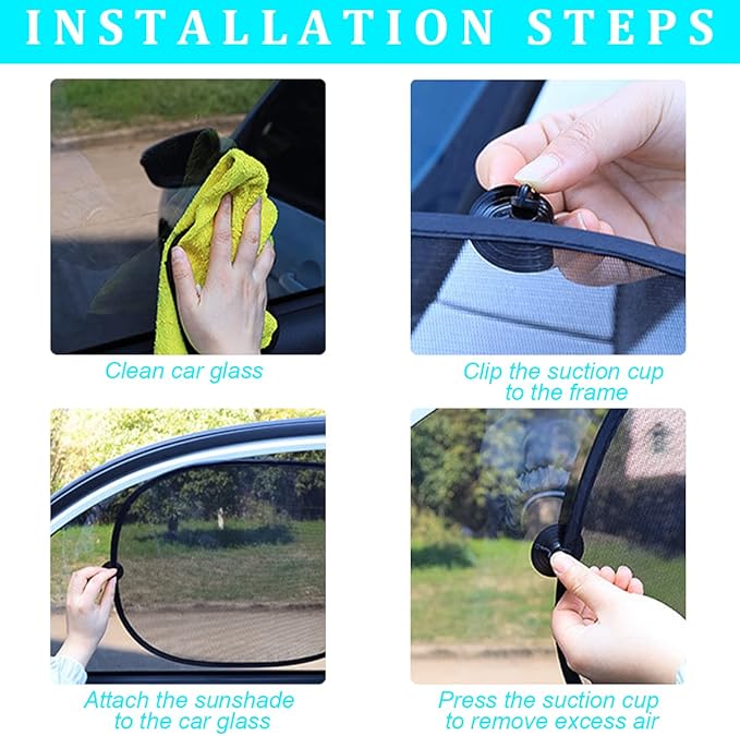 Car Rear Window Sunshade with Suction Cup, Sun UV Rays Protection for Car Back Window, Sunlight Shield Blocker Mesh Cover for Rear Facing Seats, car Accessories for Baby, Pets, Children （39"x19"/Rear）