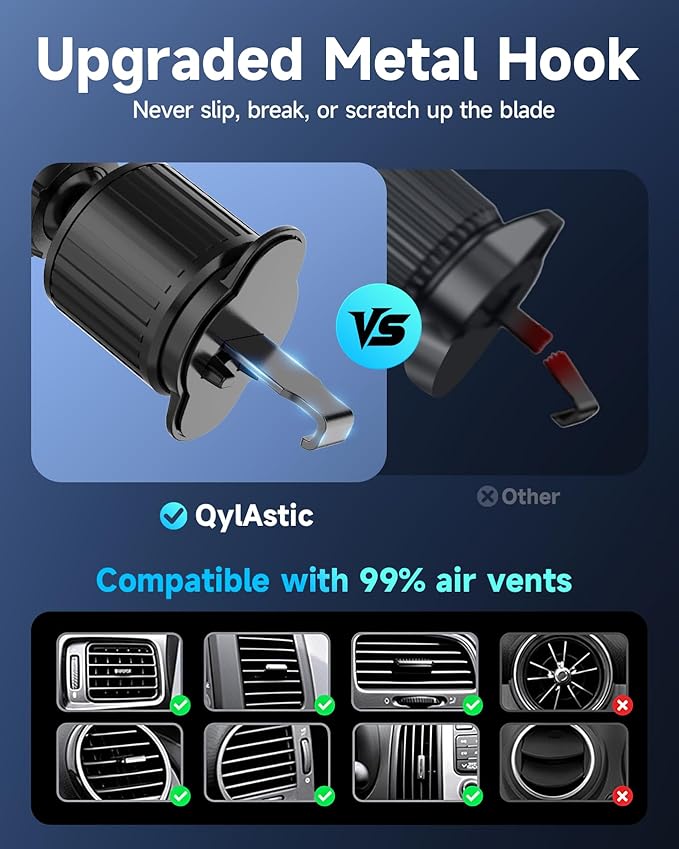 Qylastic Qi2.2 Certified 25W for MagSafe Car Charger & Holder with Air-Cooling Tech, Magnetic Wireless Charger Mount for iPhone 17/16/15/14/13/12, Fits Samsung Galaxy S25