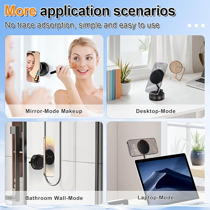 SINGARO Vacuum Magnetic Car Phone Holder for Magsafe, 360° Adjustable Mount[90+LBS Suction & 2500gf Magnetic], Cell Phone Holders for Your Car Mount for iPhone & Android