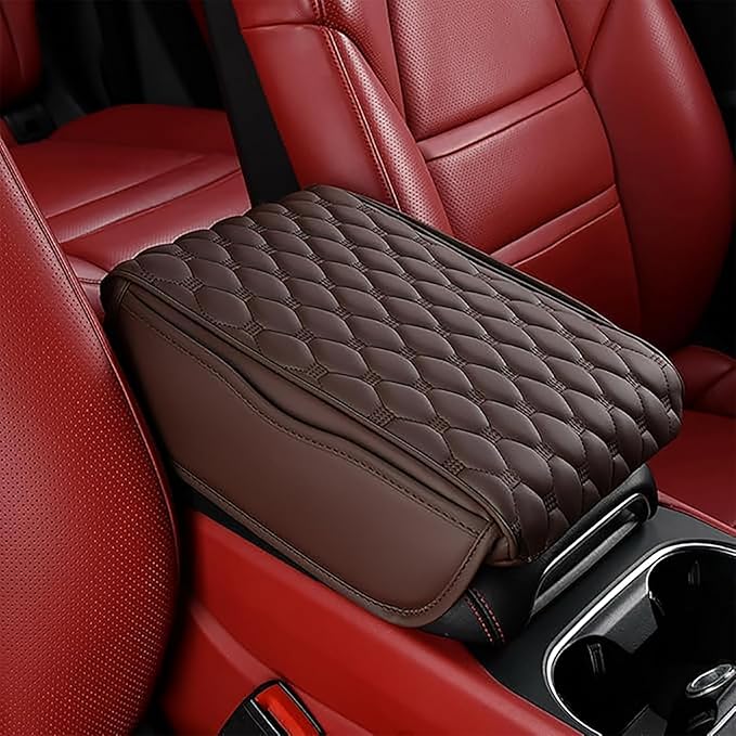 Car Center Console Cushion Pad for Hyundai Elantra 2017-2020, Leather Armrest Box Pad Armrest Cover Arm Rest Cover Pad with 2 Storage Bags Waterproof for Most Vehicles Vehicles SUVs