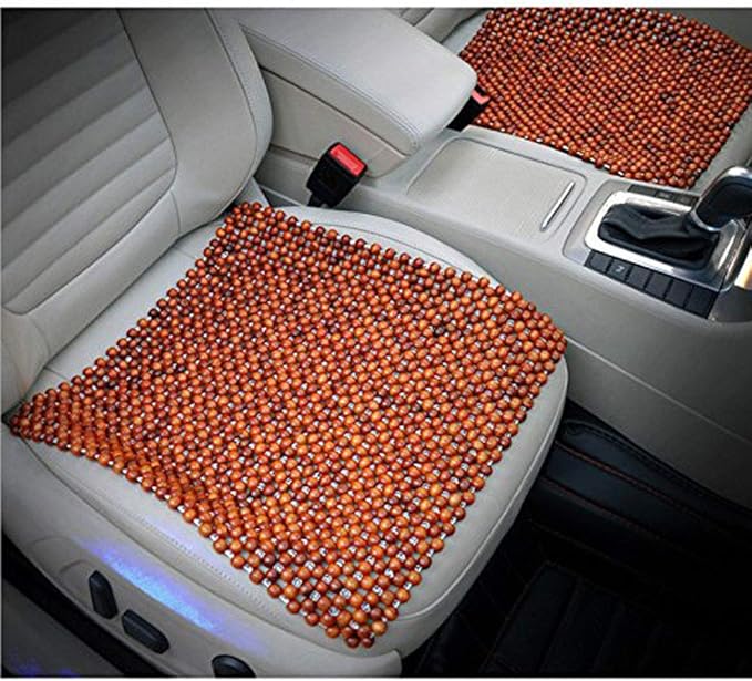 Wood Beaded Auto Car Seat Bead Cover,Natural Rosewood Wooden Bead Cool Refreshing Back Massaging Comfort Cushion Mat,Premium Quality Universal for Car Truck on Summer (Square mat)