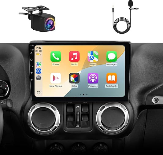 AWESAFE Car Radio Stereo Upgrade for Jeep Wrangler JK 2007-2018 Dodge Ram 1500 2500, 4Core 64GB with CarPlay Android Auto