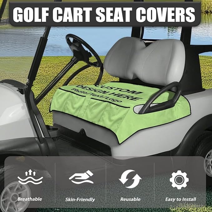 Biyejit Golf Cart Seat Covers with 4 Pockets Golf Cart Seat Towel Blanket Fits 2-Seat Golf Carts, Golf Cart Accessories