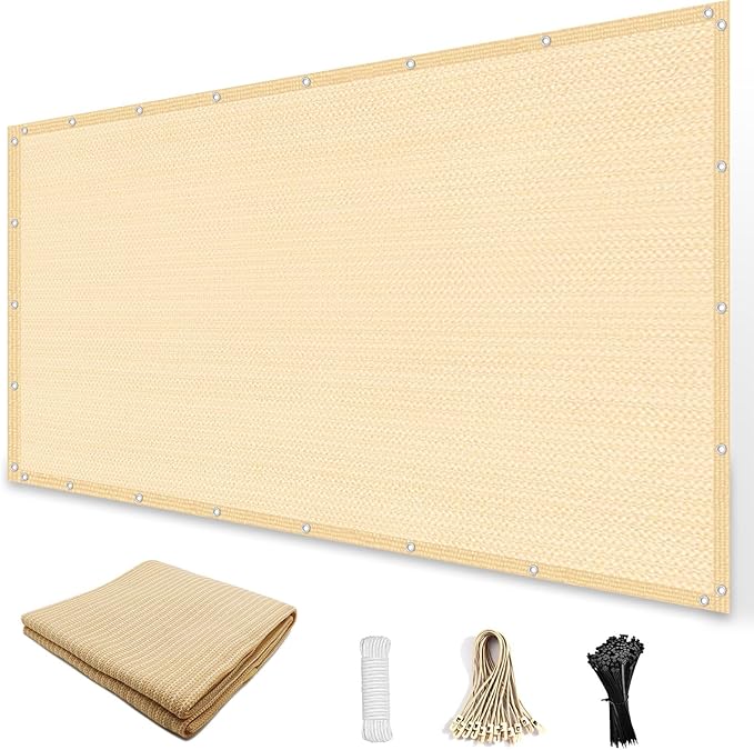 Amagenix 90% Sun Shade Cloth with Grommets, 6' x 6' Pergola Replacement Shade Cover Canopy Privacy Screen for Outdoor Patio Garden, Wheat (We Customized)