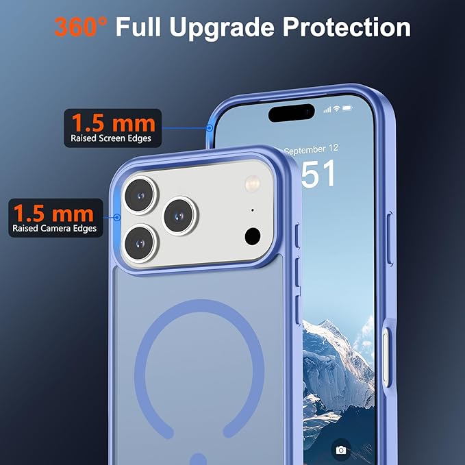SUPFINE Magnetic for iPhone 17 Pro Case (Compatible with MagSafe)(Military Grade Drop Protection) Translucent Matte Shockproof with Anti-Fingerprint Phone Cover 2025,Blue Purple