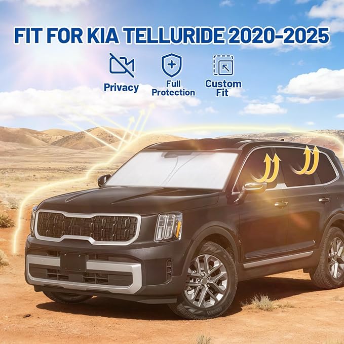 Car Window Shades Intended for Kia Telluride 2020-2025, Privacy Window Covers 8PCS for Side, Rear & Windshield, Car Shield Sunshade for Privacy Protection, Heat Blocking, Camping and Parking