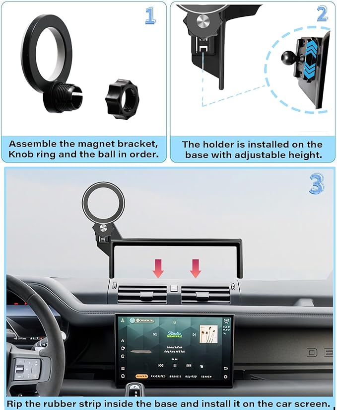 Car Phone Holder for Land Rover Defender 2022 2023 2024 2025 Accessories Apply to 11.4 Inch Touch Screen Fixed Clip Magnetic Cell Phone Mount Hands-Free 360 Degree Rotation