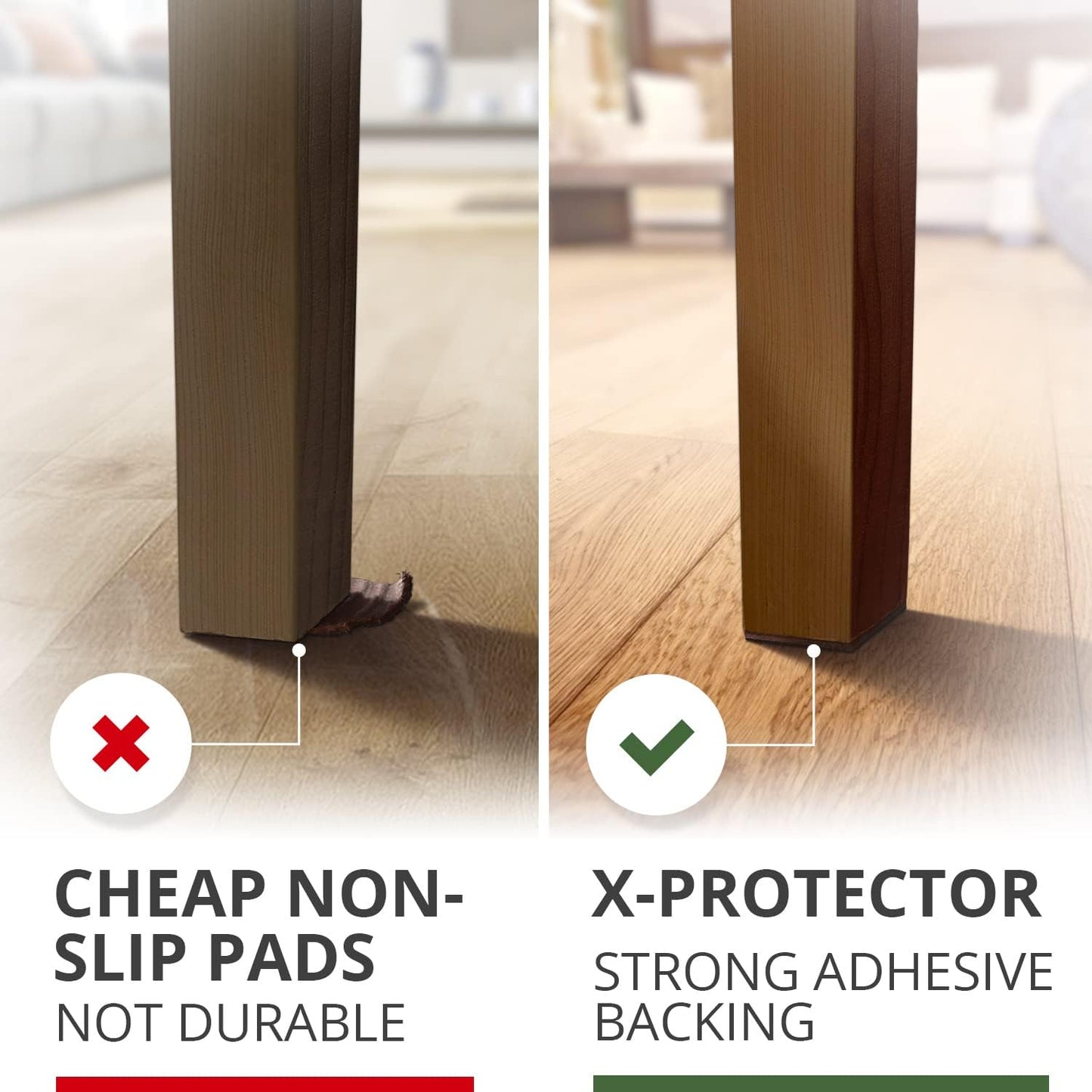Non Slip Furniture Pads 8 pcs 1 1/2" X-Protector - Premium Furniture Grippers! Self-Adhesive Rubber Feet Furniture Feet - Ideal Non Skid Furniture Pad Floor Protectors - Keep Furniture in Place!