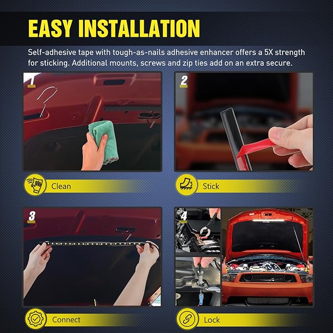 Nilight Under Hood Light Strip 21 LED Waterproof Underhood Work Lights with On/Off Switch Blade Fuse Engine Bay Repair Lamp White 12V for Car Truck SUV
