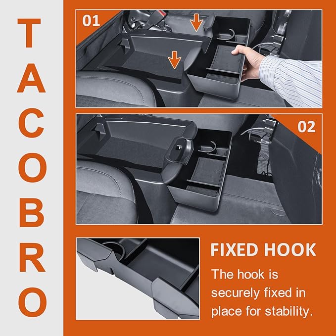 TACOBRO Center Console Hanging Organizer Box Compatible with 2019-2025 2026 Chevy Silverado/GMC Sierra 1500 and 2020-2026 Silverado/Sierra 2500HD 3500HD Accessories, Split Bench Seat ONLY