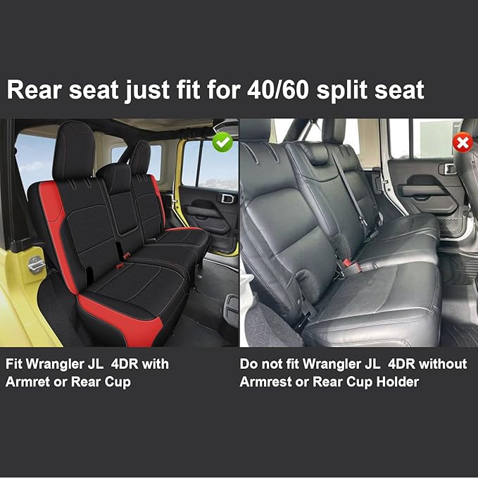 AOMSAZTO Custom Fit Seat Covers for Jeep Wrangler: JL 2018 2019 2020 2021 2022 2023 2024 4-Door Waterproof Leather Car Seats Cover Full Set