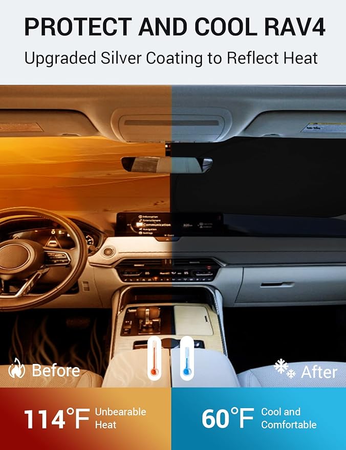 Proadsy 2026 Upgrade Windshield Sun Shade Custom Fit Mazda CX-90 2024 2025 2026 Foldable Front Sunshade Protector Sun Visor Blocks UV Rays Keep Car Cooler Accessories