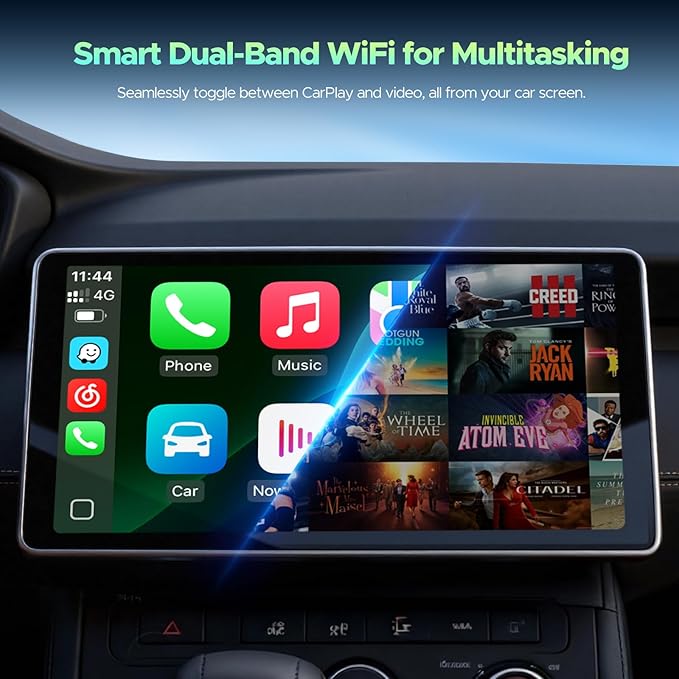 LAMTTO 3-in-1 Wireless Carplay Android Auto Adapter Built-in Net-Flix YouTube Tiktok Apps Magic Box Video Player with 5.8GHz WiFi USB Drive Convert Wired to Wireless for OEM CarPlay Cars (2016-2024)
