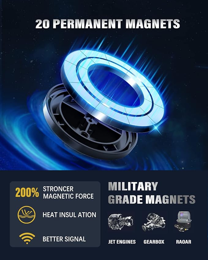 Car Mount [20 Powerful Magnets] Magnetic Phone Holder for Car Automobile Hands Free iPhone Car Holder Mount 360° Adjustable Air Vent Phone Holder Fit for iPhone 17/16/15/14/13/12 Series
