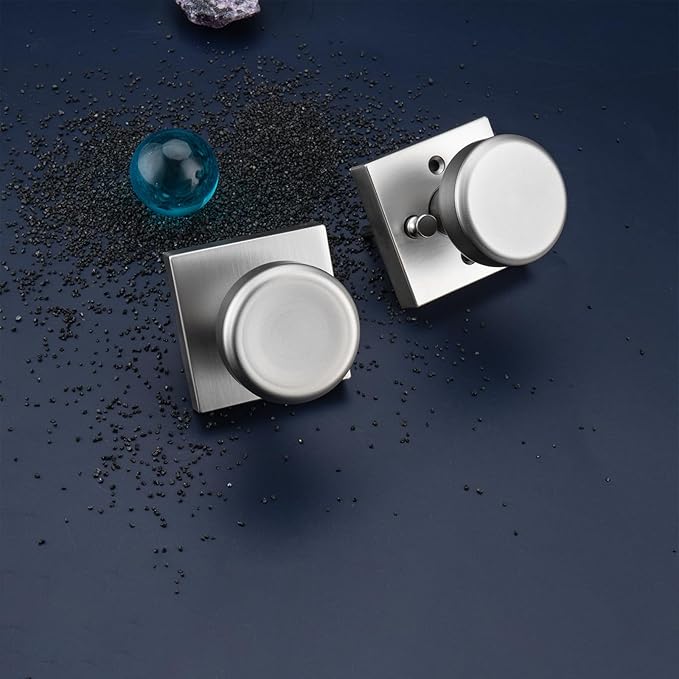 Brushed Nickel Door Knobs Interior, Pismo Doorknobs with Square Rosette for Closet