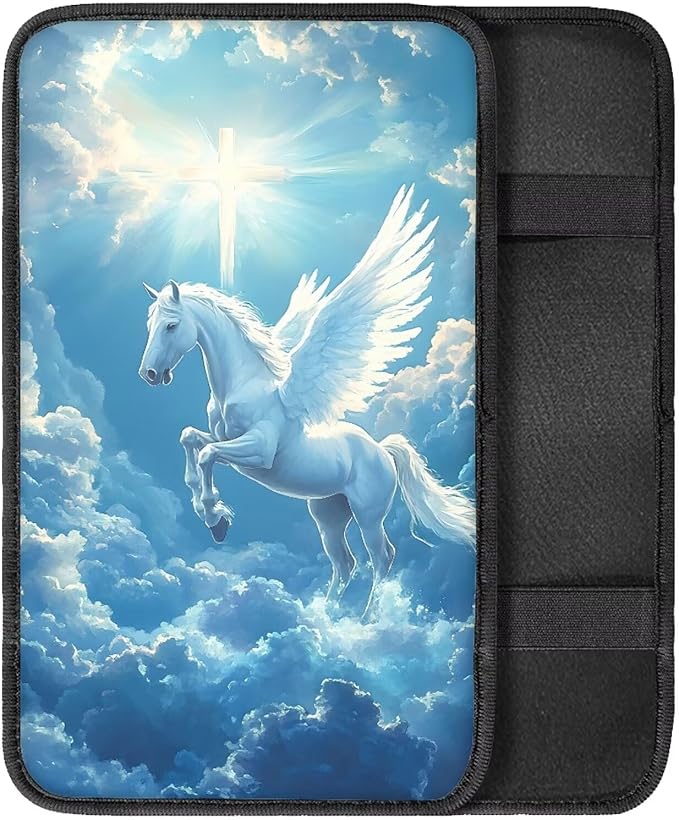 Horse Cross Armrest Cover Pad Soft Car Center Console Armrest Cushion Cover for Vehicle SUV Truck Car Auto Accessory
