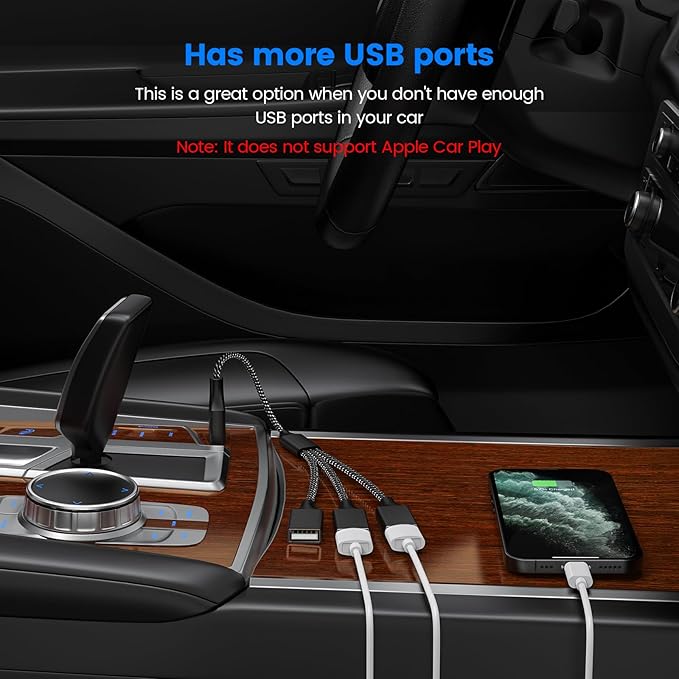 MOGOOD USB 3 Port Splitter Cable, USB Type B Splitter 1 Male to 3 Female USB 2.0 Adapter Power Cord Extension Hub for Charging/Data Transfer/Laptop/Mac