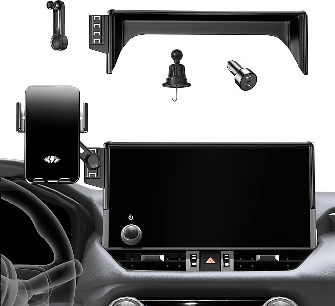 Car Phone Mount for 2019-2025 Toyota RAV4, Smart Auto-Clamping for 7/8" Screen Only (LE/XLE/Adventure), 15W Wireless Fast Charging, Premium Aluminum Holder, Without Blocking Airflow (Not Fit 9/10.5")