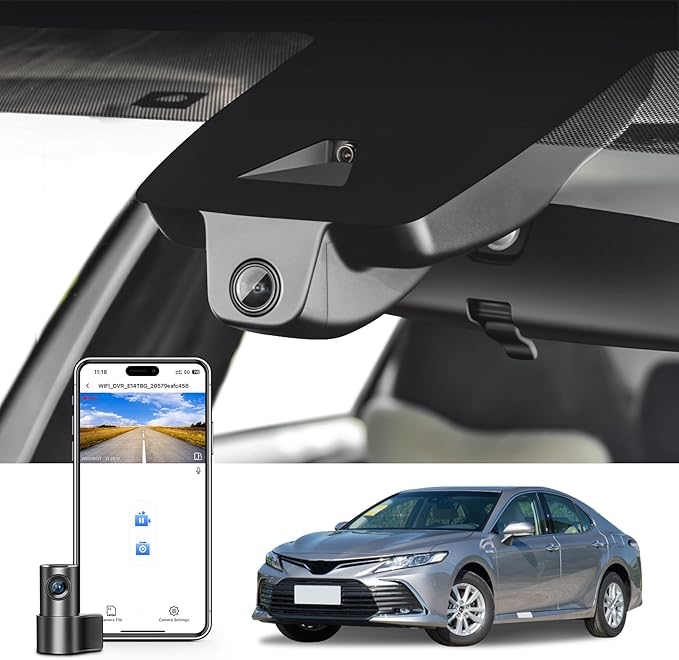 Mangoal Front 4K & Rear 1080p Dash Cam Custom fit for Toyota Camry & Camry Hybrid 2018 2019 2020 (Model B), LE L XLE SE XSE Sedan 4D, Integrated OEM Look, UHD 2160P Video, App & WiFi,128GB Card