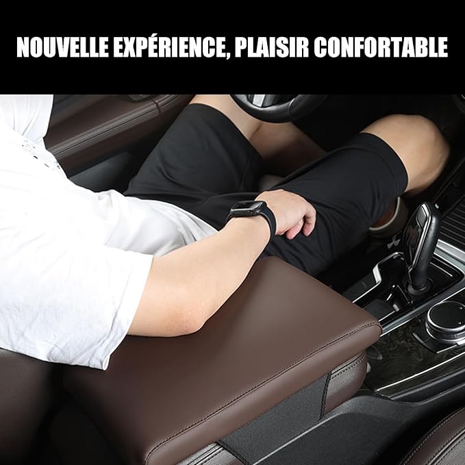 Car Armrest Covers for Hyundai Kona EV 2019 2020 2021 2022 2023 2024 2025 Premium Leather Center Console Armrest Cushion Pad Anti-Scratch Soft Support for Elbow Auto Interior Accessories