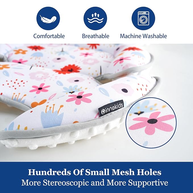 Innokids Head and Body Support Pillow Infant Car Seat Insert for Newborn to Toddler Stroller Cushion (Floral)