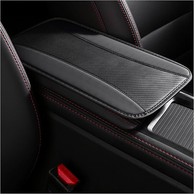 Stylish Car Center Console Cover,PU Leather Car Armrest Cover Prevent Scratches on Center Console,Universal Car Armrest Cushion Car Accessories Interior for Car SUV Truck (Black)