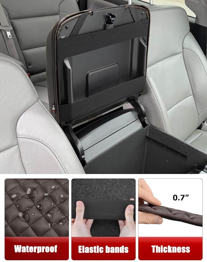 KBH Center Console Armrest Cover for 2014-2018 Chevy Silverado & GMC Sierra, 2015-2020 Tahoe & Suburban & Yukon, Floor Console Bucket Seat, Interior Accessories, Dark Brown