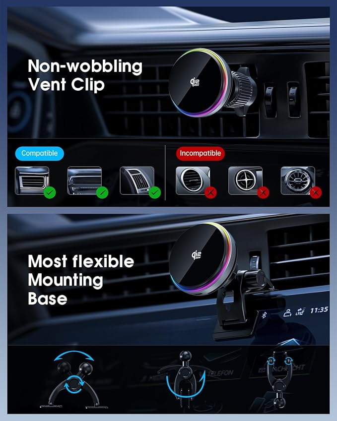Qi2.2 Certified LOOSAU for 25W MagSafe Car Mount Charger with Cooling Fan &45W Adapter iPhone 17 Pro MaxCar Magnetic Phone Holder Charger Fast Charging for iPhone 16/15/14/13/12 Plus Air/Pixel 10 Pro