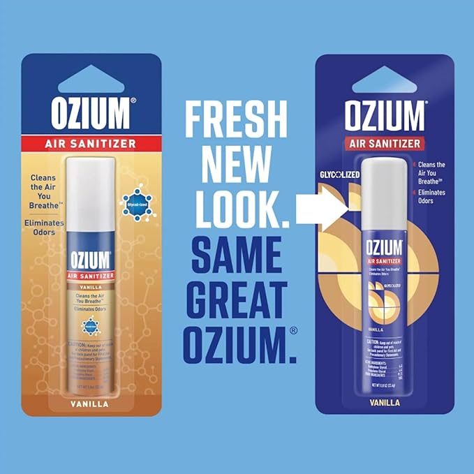 Ozium 0.8 oz. Air Sanitizer & Odor Eliminator for Homes, Cars, Offices and More, Vanilla Scent