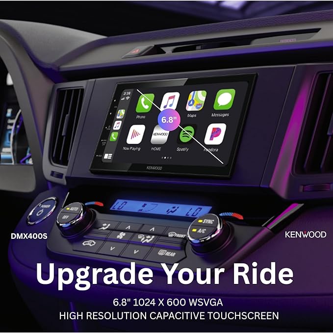 KENWOOD DMX400S 6.8" Capacitive Touchscreen Digital Multimedia Receiver – Apple CarPlay, Android Auto, Bluetooth, USB Mirroring, 13-Band EQ