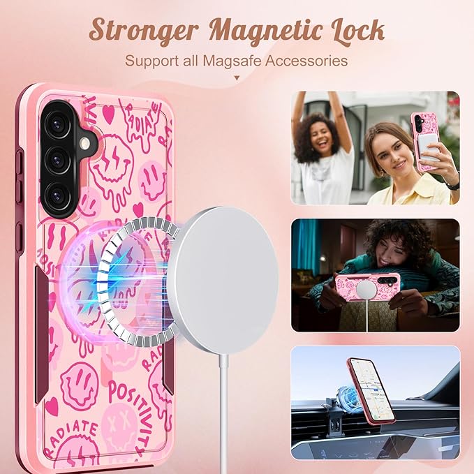 for Samsung Galaxy A36 5G Phone Case - Compatible with MagSafe Women Girls Cute Magnetic Protective Cover Girly Unique Fashion Heavy Duty Shockproof Design for Samsung A36 5G Cases 6.7"