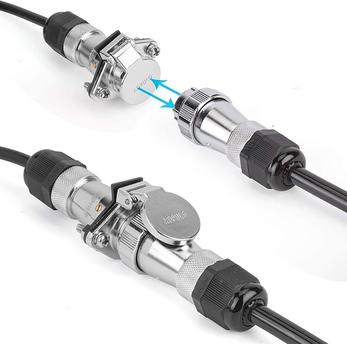 DALLUX Heavy Duty Vehicle Coil Trailer Cable with 1 Channel 4 PIN AV Connector Disconnect Kit for Truck Caravan Motor Home Backup Security Camera Monitor System