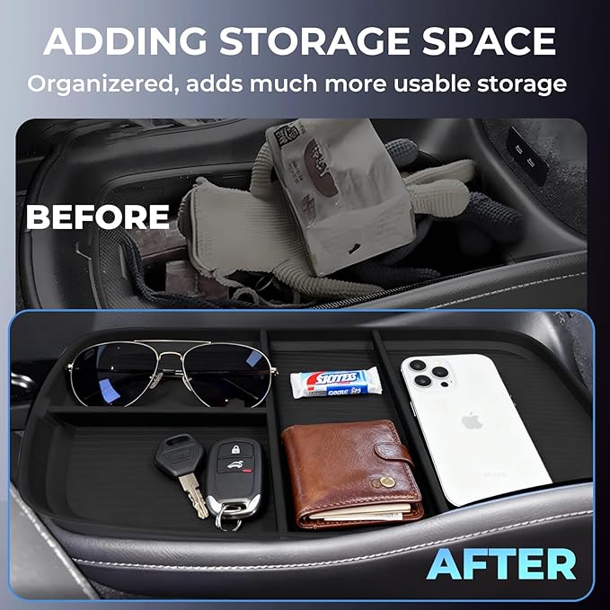 Lower Center Console Organizer Storage Tray for Mercedes Benz EQS 450+ 400 580 AMG SUV/EQE 350 350+ 500, Interior Accessories Insert Storage Tray for 2026 2025 2024 2023 EQS/EQE, Black